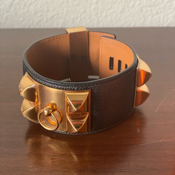 HERMES CDC Collier de Chien BRACELET in Epsom Leather with Gold Hardware LARGE - Picture 9 of 9